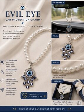 Evil Eye Pearl Protection Charm